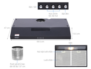 Máy hút mùi Sunhouse SHB6118B (SHB-6118B)