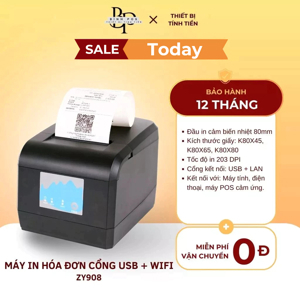 Máy in hóa đơn Zywell ZY908 [USB + Wifi]