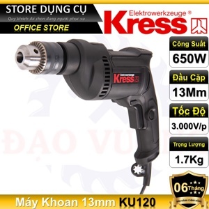 Máy khoan 650W Kress KU120, 13mm