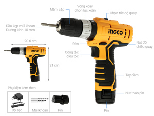 Máy khoan búa dùng pin 12V Ingco CIDLI1232