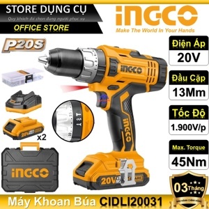 Máy khoan búa dùng pin 20V Ingco CIDLI20031