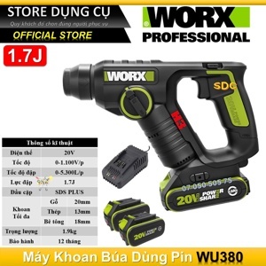 Máy khoan búa dùng pin Worx Green WU380