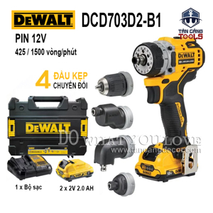 Máy khoan đa năng dùng pin 12V DeWalt DCD703D2-B1