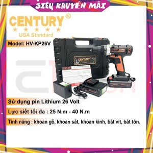 Máy khoan sạc pin Century HV-KP26V