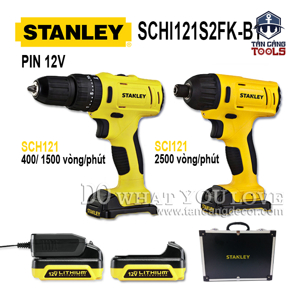 Máy khoan và vặn vít dùng pin 12v Stanley SCHI121S2FK