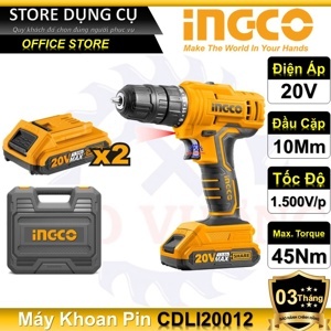 Máy khoan vặn vít dùng pin Ingco CDLI20012