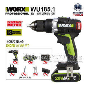 Máy khoan vặn vít Worx Green WU185.1