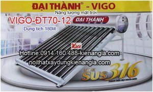 Bình nóng lạnh thái dương năng Đại Thành DT180L-70V 180L Vigo SUS 316