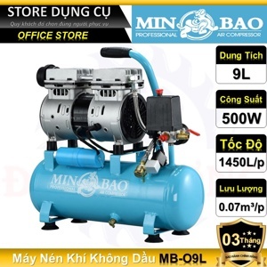 Máy nén khí mini không dầu Minbao MB-O9L - 0.75HP, 9L