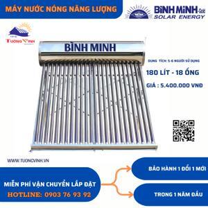 Bình nóng lạnh thái dương năng Bình Minh Inox 304 180 lit