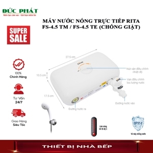 Bình nóng lạnh trực tiếp Ferroli Rita FS-4.5TE - 4500W, chống giật