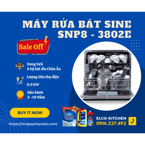 Máy rửa bát độc lập 8 bộ Sine SNP8-3802E