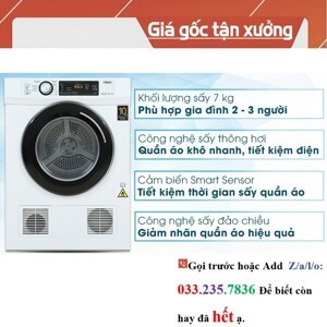 Máy sấy quần áo Aqua AQH-V700FW 7 KG