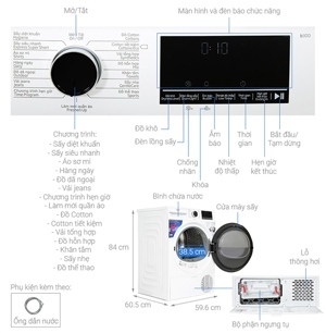 Máy sấy quần áo Beko 9 kg B3T4319W