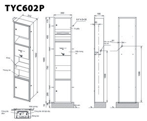 Máy sấy tay tốc độ cao kèm lô giấy vệ sinh và thùng rác Toto TYC602P