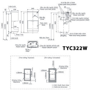 Máy sấy tay tự động Toto TYC322W - 690W