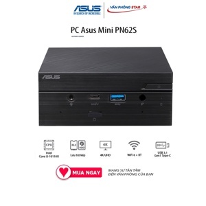 Máy tính để bàn Asus Mini PN62S-B5301MV - Intel Core i5-10210U, 4GB RAM, SSD 256GB, Intel UHD Graphics