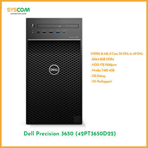 Máy tính để bàn Dell Precision 3650 Tower CTO BASE 42PT3650D22 - Intel core i7-11700, 8GB RAM, HDD 1TB, Nvidia T400 4GB