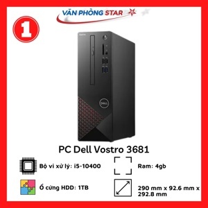 Máy tính để bàn Dell Vostro 3681SFF 70226495 - Intel Core i5-10400, 4GB RAM, HDD 1TB, Intel UHD Graphics 630