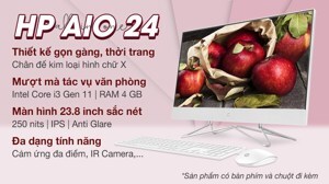 Máy tính để bàn HP 24-df1032d 4B6E5PA - Intel core i3-1125G4, 4GB RAM, SSD 512GB, Intel UHD Graphics, 23.8 inch