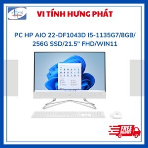 Máy tính để bàn HP AIO 22-DF1043D 601L9PA - Intel Core i5-1135G7, 8GB RAM, SSD 256GB, Intel Iris Xe Graphics, 21.5 inch