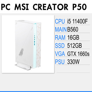 Máy tính để bàn MSI Creator P50 11SI 058XVN - Intel Core i5-11400, 16GB RAM, SSD 512GB, Nvidia GeForce GTX 1660 SUPER AERO ITX 6GB