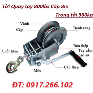 Máy tời quay tay KENBO 800lbs 363kg-8m