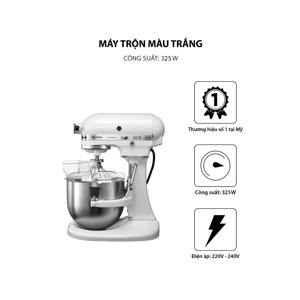 Máy trộn bát nâng lên xuống Kitchenaid 5KPM5EWH, 220V