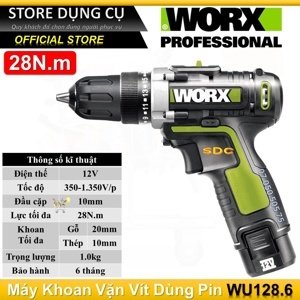 Máy vặn vít động lực dùng pin Li-ion 12V Worx Green WU280.3