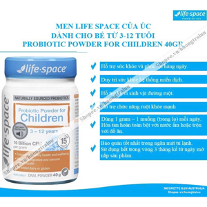 Men vi sinh Life Space Men Probiotic Powder trẻ 6 tháng 40g