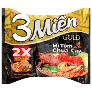 Mì 3 Miền Gold tôm chua cay đặc biệt gói 75g