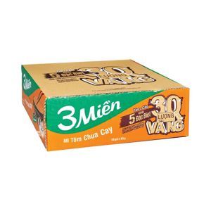 Mì 3 miền tôm chua cay 65g - Thùng 30 gói