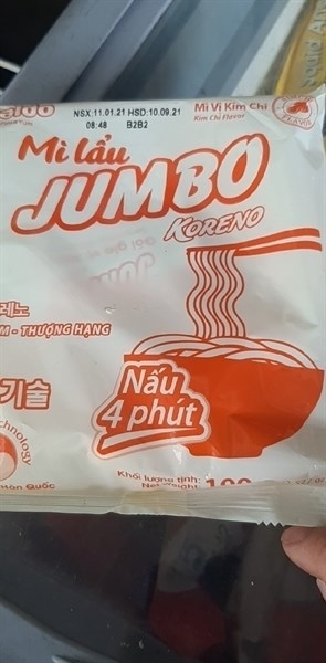 Mì Jumbo Koreno vị kim chi Paldo thùng 10 gói x 1kg