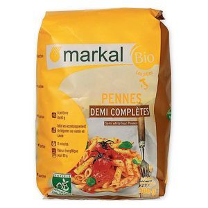 Mì ống bán lứt hữu cơ penne Markal gói 500g