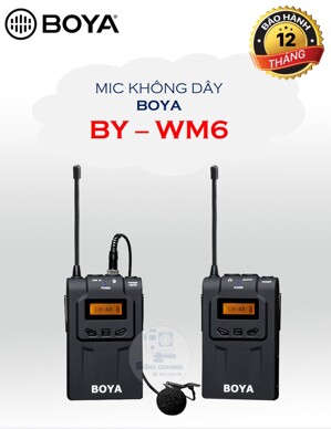 Mic thu âm cài áo không dây cho máy quay UHF Wireless Microphone Boya BY-WM6