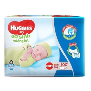 Miếng lót sơ sinh Huggies NB1 - 100 miếng (Cho bé dưới 5kg)