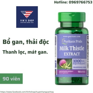 Hỗ trợ cho gan Milk Thistle Puritan Pride - 90 viên , 1000 mg