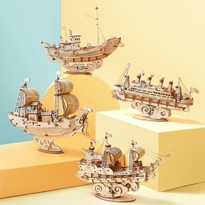 Mô hình gỗ lắp ráp 3D The Fishing Ship (Tàu Đánh Cá) (Wood Color) - Robotime TG308 - WP141