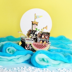 Mô hình hộp nhạc con mèo vui vẻ - Fishing Kitty Music Box Robotime