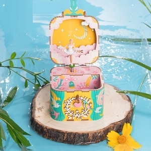 Mô hình hộp nhạc con mèo vui vẻ - Fishing Kitty Music Box Robotime