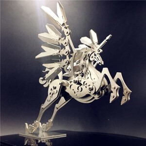 Mô hình kim loại lắp ráp 3D Unicorn (Kỳ Lân Có Cánh) (Silver) - Steel Warcraft SW013