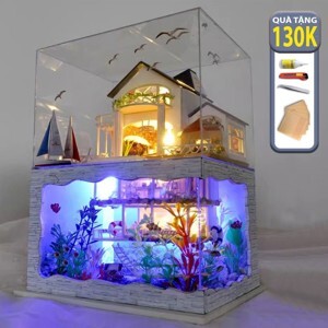 Mô hình nhà búp bê bằng gỗ Impressed Hawaii - Có đèn led
