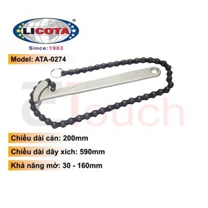 Mỏ lết (cảo) dây xích 9" (23mm) Licota ATA-0274