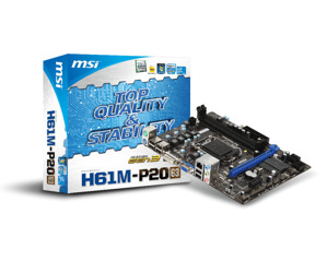 Bo mạch chủ - Mainboard MSI H61M-P20 (G3) - Socket 1555, Intel H61, 2 x DIMM, Max 16GB, DDR3