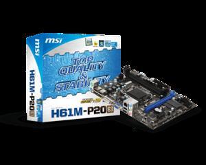 Bo mạch chủ - Mainboard MSI H61M-P20 (G3) - Socket 1555, Intel H61, 2 x DIMM, Max 16GB, DDR3