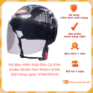 Mũ bảo hiểm nửa đầu Andes 3S126 - Tem nhám