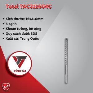 Mũi khoan bê tông bốn cạnh Total TAC311604C - 16x310mm