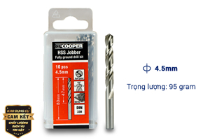 Mũi khoan sắt HSS 4.5mm CFCooper MH045 - Hộp 10 mũi