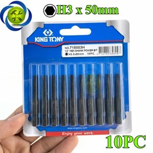 Mũi xiết vít lục giác H3X50mm Kingtony 715003H (vỉ 10 cây)