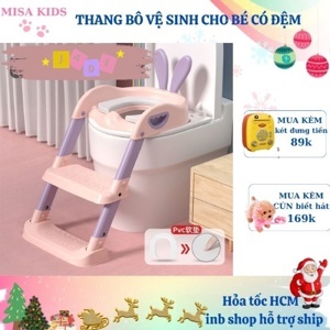 Nắp bồn cầu có thang đi vệ sinh cho bé